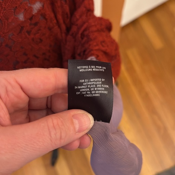 Anthropologie Moulinette Soeurs Asymmetrical Brick Red Lace Skirt-Sz 8 - Picture 5 of 6